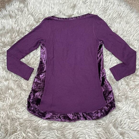Soft Surroundings Alistair waffle knit blouse with velvet panels size small - Picture 4 of 6